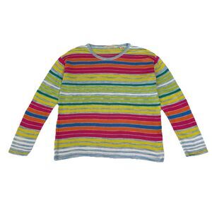 Soft Surroundings Oasis Striped Pullover 100% Viscose Rainbow Lightweight